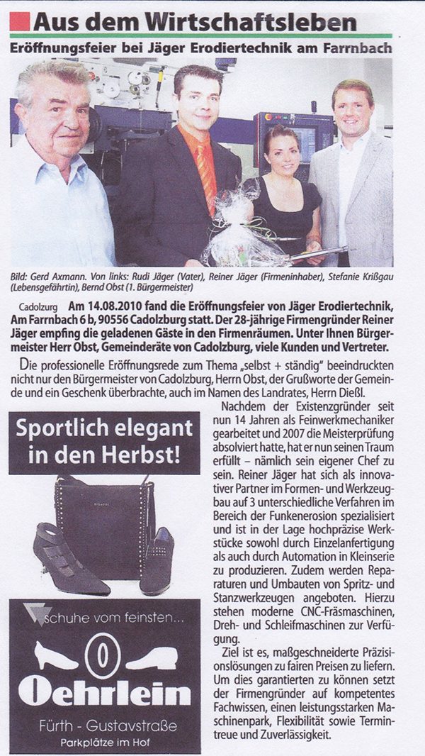 Bericht im Amtsblatt Cadolzburg 2010