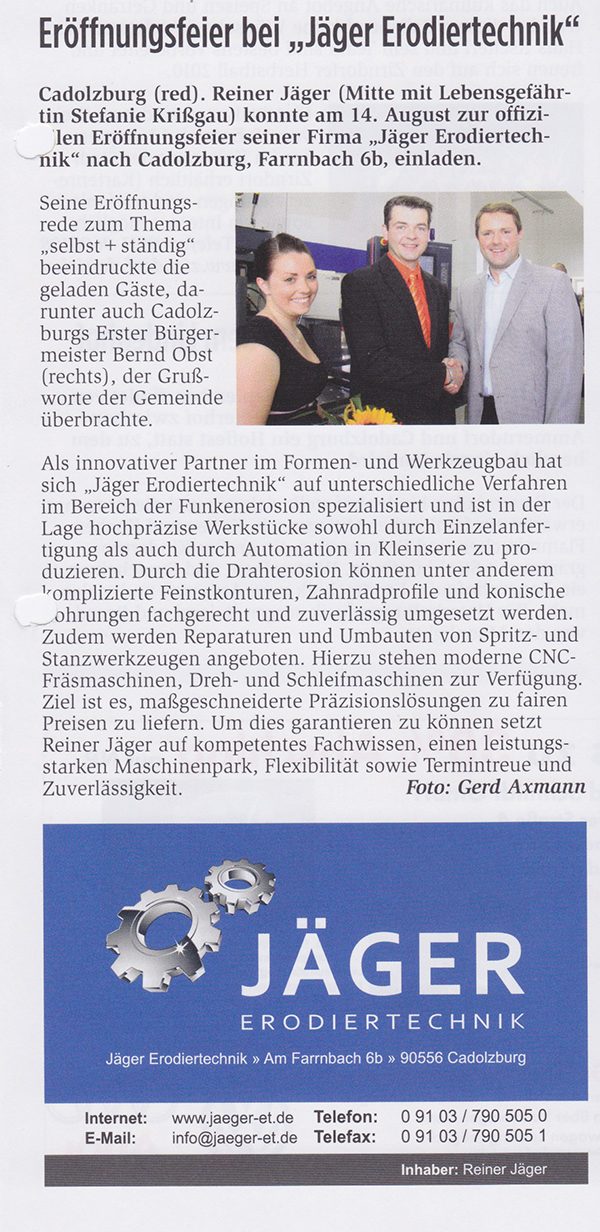 Bericht im Blauen Kurier 2010